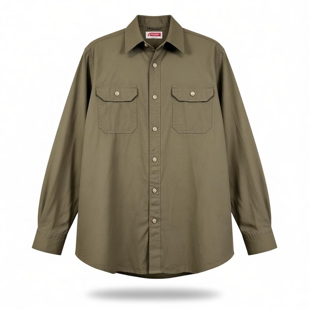Men’s Wrangler Olive Green Long Sleeve Button-Up Shirt Size Small - Picture 1 of 6